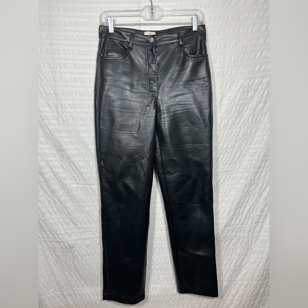 Wilfred Black Melina Faux Leather Straight Leg Pants Size 6